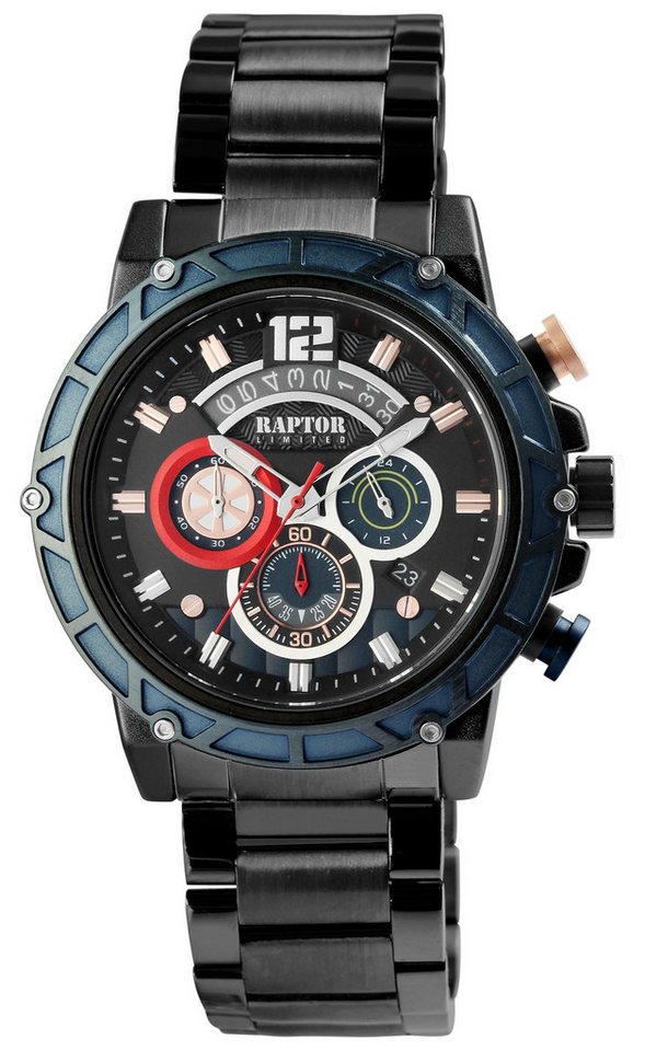 Raptor Limited Quarzuhr Rakan mit Edelstahlband, 3 ATM, Chronograph von Raptor Limited