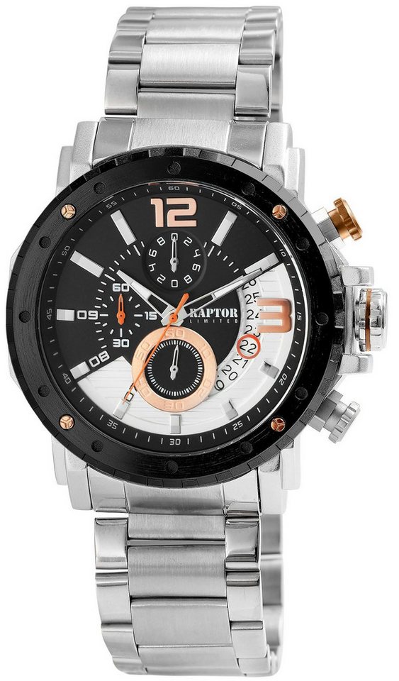 Raptor Limited Quarzuhr Raptor Limited Alan mit Edelstahlarmband, Chronograph von Raptor Limited
