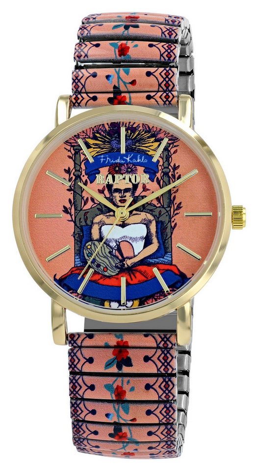 Raptor Quarzuhr Frida Kahlo Edition mit Edelstahlzugband, 3 ATM, inkl. von Raptor