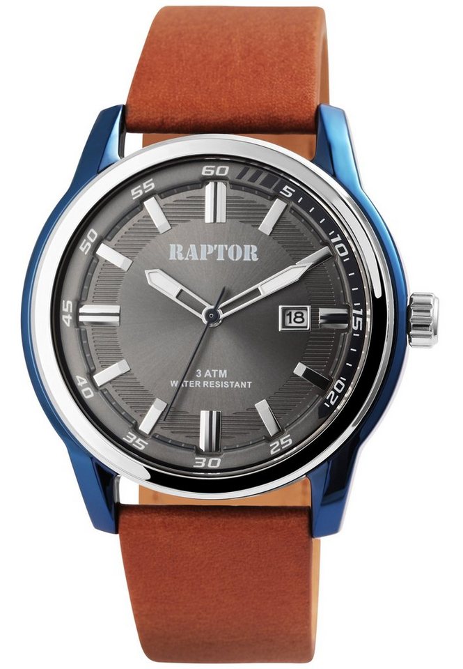 Raptor Quarzuhr Revex Raptor Herrenuhr "Revex" mit Echt Lederband von Raptor