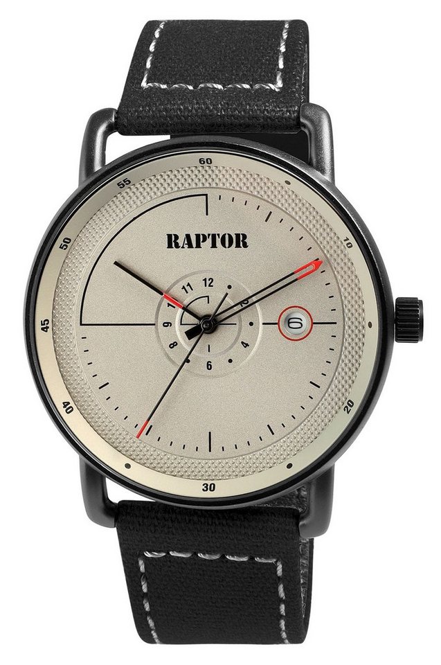Raptor Quarzuhr Zoltar mit Textilband, Datumsanzeige, inkl. Geschenkbox von Raptor