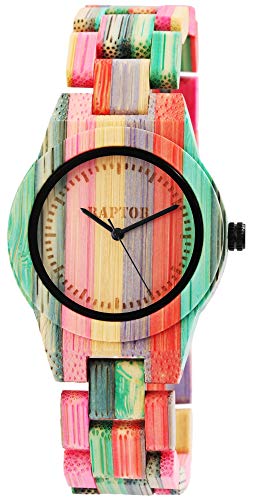 Raptor Raina Damen-Holz Uhr Bambus Analog Quarz RA10188 von Raptor