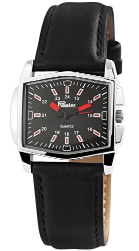 Raptor Ruthy Damen-Uhr Leder Dornschließe analog Quarz RA10193 (schwarz) von Raptor