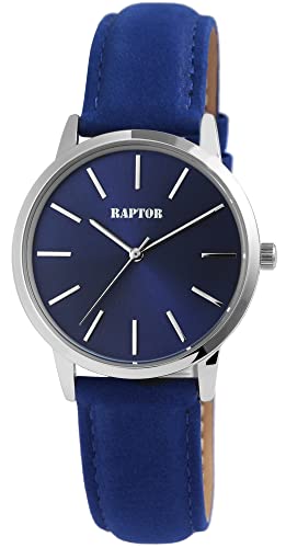 Raptor Sunny Damen-Uhr Leder Dornschließe analog Quarz RA10214 (blau silberfarbig) von Raptor