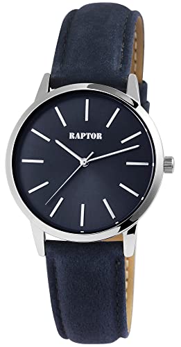 Raptor Sunny Damen-Uhr Leder Dornschließe analog Quarz RA10214 (dunkelblau silberfarbig) von Raptor