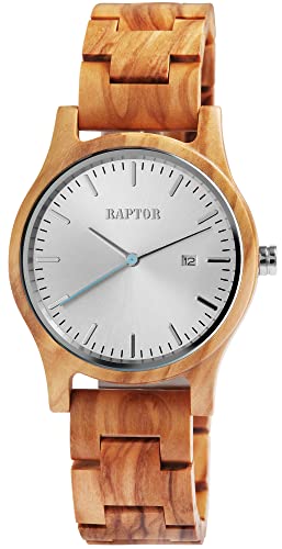 Raptor Unisex-Uhr Malte Holz Faltschließe Analog Quarz RA20359 (Olivenholz) von Raptor