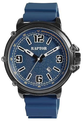 Raptor Xander Herren-Uhr Silikon Armband Datum Analog Quarz RA20375 (blau) von Raptor