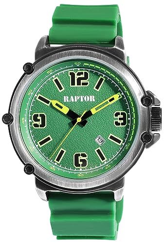 Raptor Xander Herren-Uhr Silikon Armband Datum Analog Quarz RA20375 (grün) von Raptor