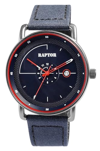 Raptor Zoltar Herren-Uhr Textilarmband Datum Analog Quarz RA20380 (blau) von Raptor
