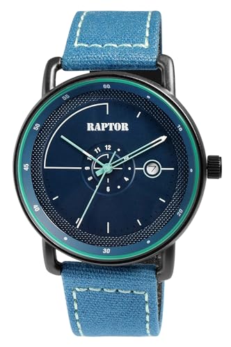 Raptor Zoltar Herren-Uhr Textilarmband Datum Analog Quarz RA20380 (blau blau) von Raptor