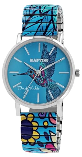Raptor Damenarmbanduhr Frida Kahlo Edition mit Zugband (Petrol) von Raptor