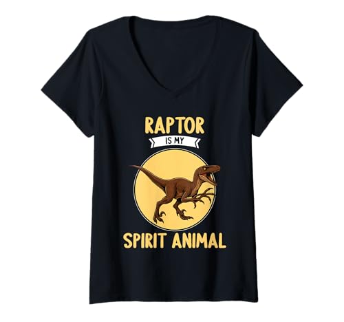 Damen Raptor is My Spirit Animal Raptoren Raptor T-Shirt mit V-Ausschnitt Damen Raptor is My Spirit Animal Raptoren Raptor T-Shirt mit V-Ausschnitt von Raptoren Raptor Tier Shop