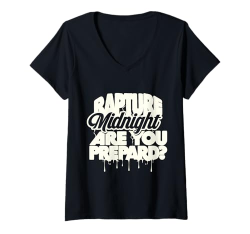 Damen Rapture Design mit scharfer moderner Typografie T-Shirt mit V-Ausschnitt von Rapture graphic design in urban stencil style