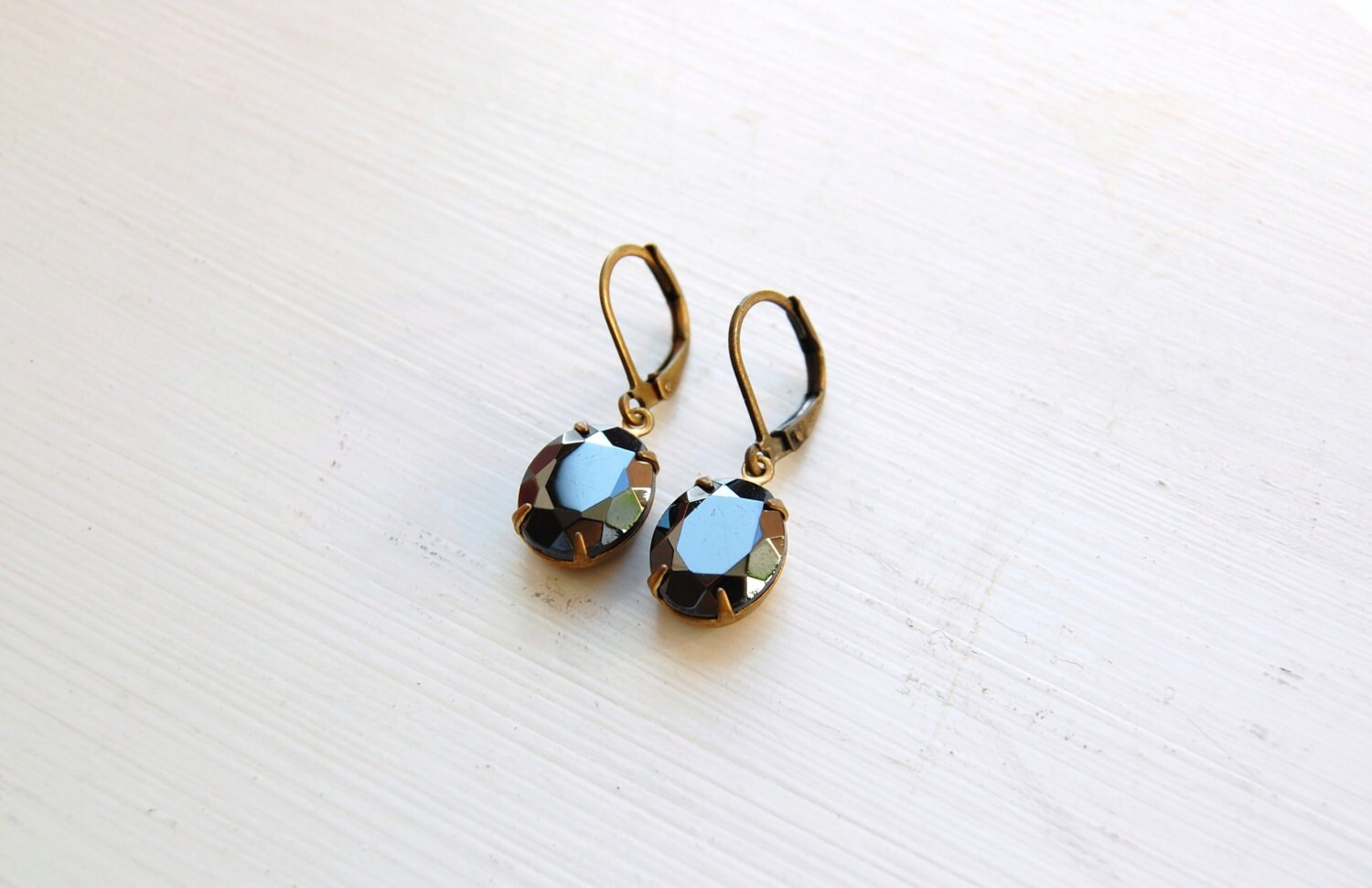 Handgefertigte Schwarze Vintage Glasohrringe The Black Mirror Handgefertigte Schwarze Vintage Glasohrringe The Black Mirror von RaquelAdanero