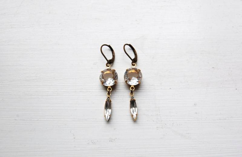 Weiße Kristall - Vintage Glasohrringe von RaquelAdanero
