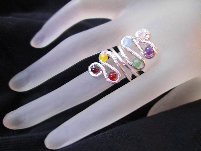 7 Chakra Anpassungs Ring - Ausrichtung Energie Sterling Silber 7 Chakra Anpassungs Ring - Ausrichtung Energie Sterling Silber von RaquelChelouche
