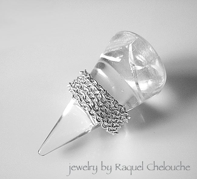 sterling Silber Mesh Band - Kettenring - Flüssiger Metallring sterling Silber Mesh Band - Kettenring - Flüssiger Metallring von RaquelChelouche