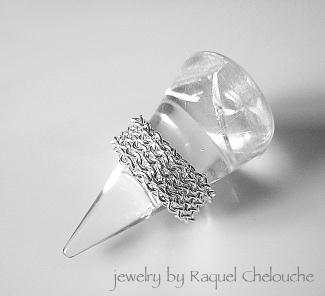 sterling Silber Mesh Band - Kettenring - Flüssiger Metallring sterling Silber Mesh Band - Kettenring - Flüssiger Metallring von RaquelChelouche