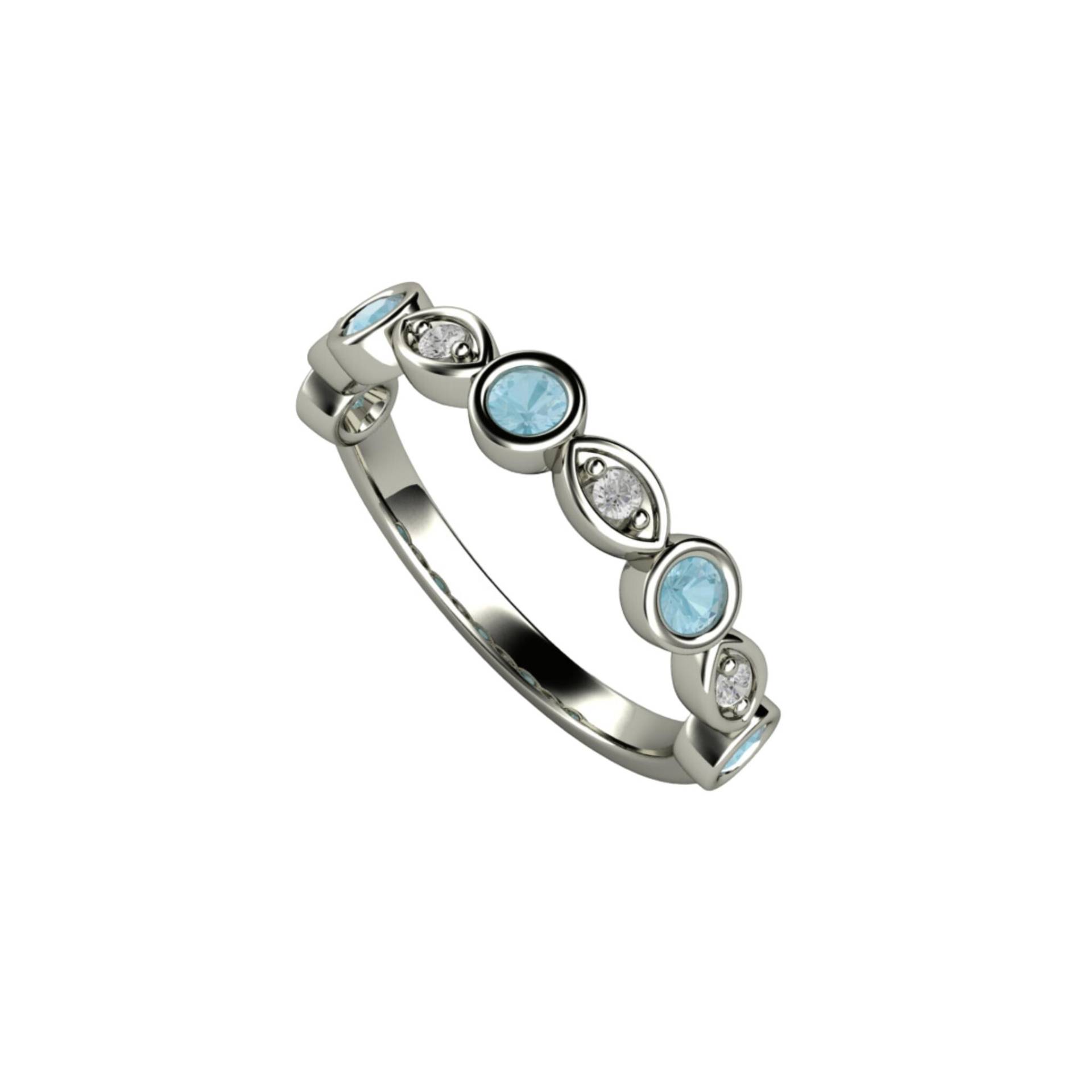 Aquamarine Ring Aqua Jubiläum Band Ehering Mütter 14K 18K Gold März Birthstone Oder Push Geschenk von RareEarth