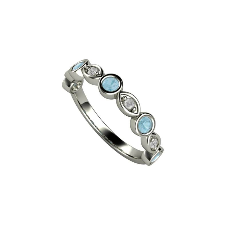 Aquamarine Ring Aqua Jubiläum Band Ehering Mütter 14K 18K Gold März Birthstone Oder Push Geschenk von RareEarth