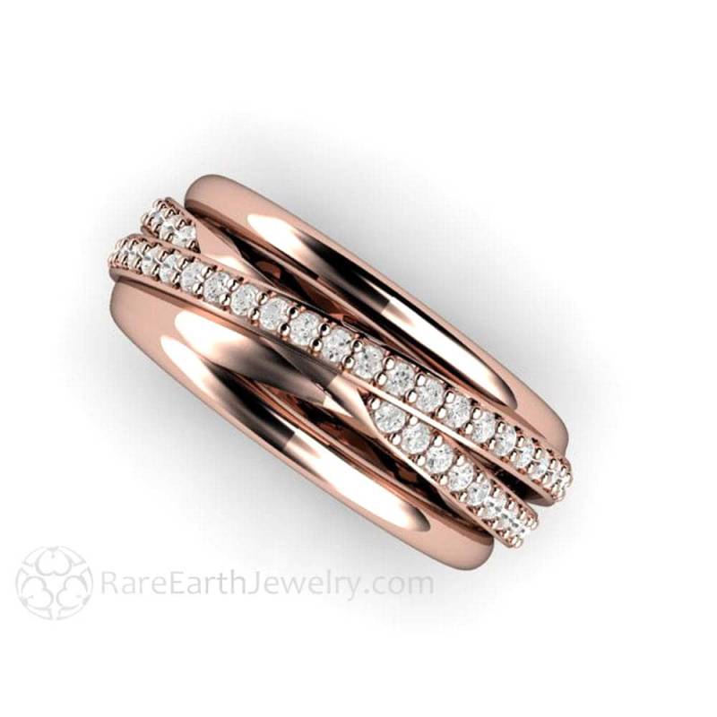 Diamant Stapelring Criss Kreuz Dreifaltigkeit Band Stack Triple Multi Rolling Ring Unikat Ehering 14K Oder 18K Gold Diamant Stapelring Criss Kreuz Dreifaltigkeit Band Stack Triple Multi Rolling Ring Unikat Ehering 14K Oder 18K Gold von RareEarth