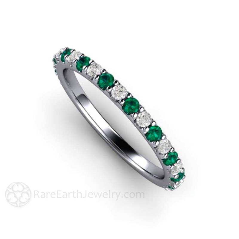 Smaragd Band Ring Jubiläumsband 14K Oder 18K Gold Platin Diamanten Ehering Kann Birthstone Edelstein-Ring von RareEarth