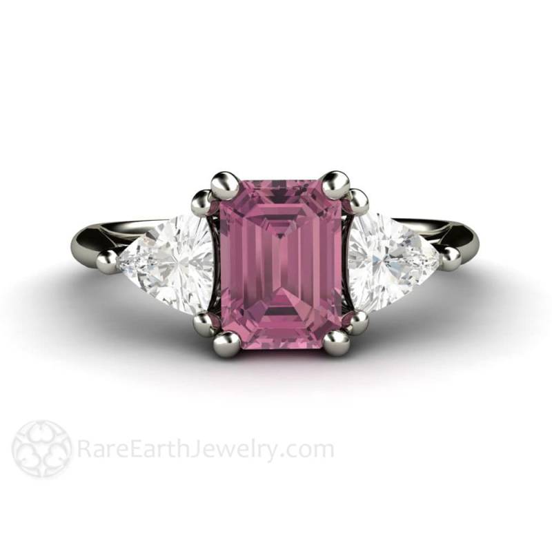 Turmalin Ring Mit Smaragd Schliff Pink Edelstein Gold Platin von RareEarth