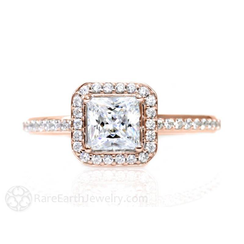 Weiß Saphir Verlobungsring Prinzessin Diamant Halo Saphir-Ring 14K Weiß Gelb Rotgold Benutzerdefinierte Weiß Saphir Verlobungsring Prinzessin Diamant Halo Saphir-Ring 14K Weiß Gelb Rotgold Benutzerdefinierte von RareEarth