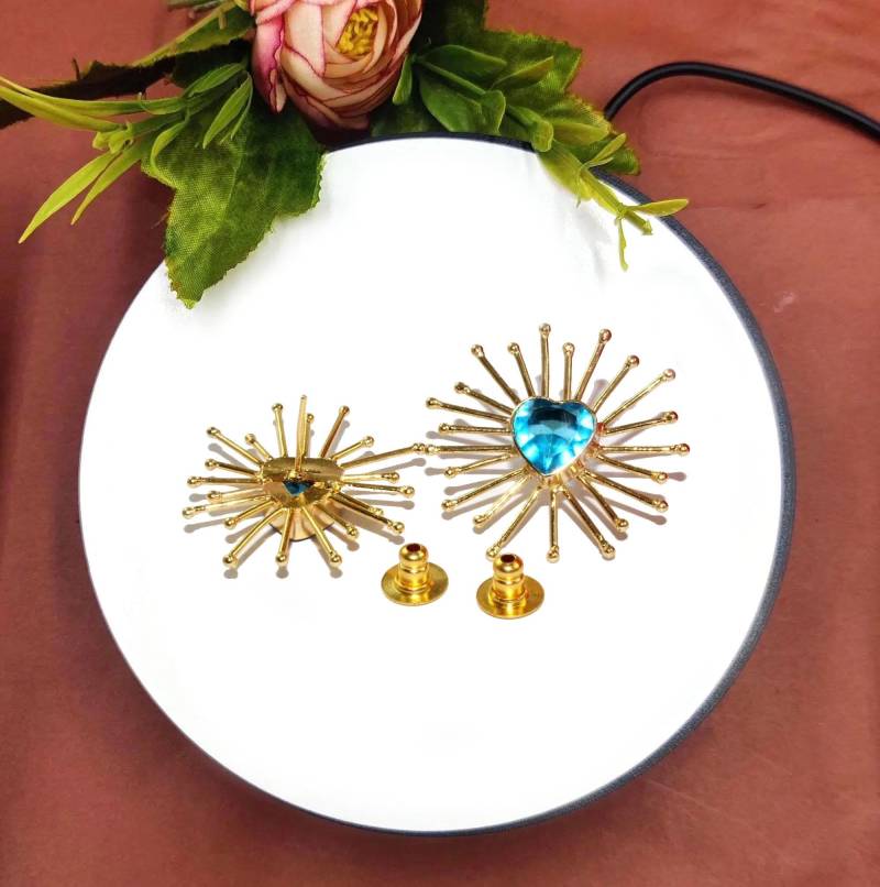 1.33" Multi Color Sun Ohrringe/Designer Ohrstecker 22Kt Vergoldete Herz Edelstein Sonnenschmuck Sie Wählen Cs01 von RareGemsNJewels