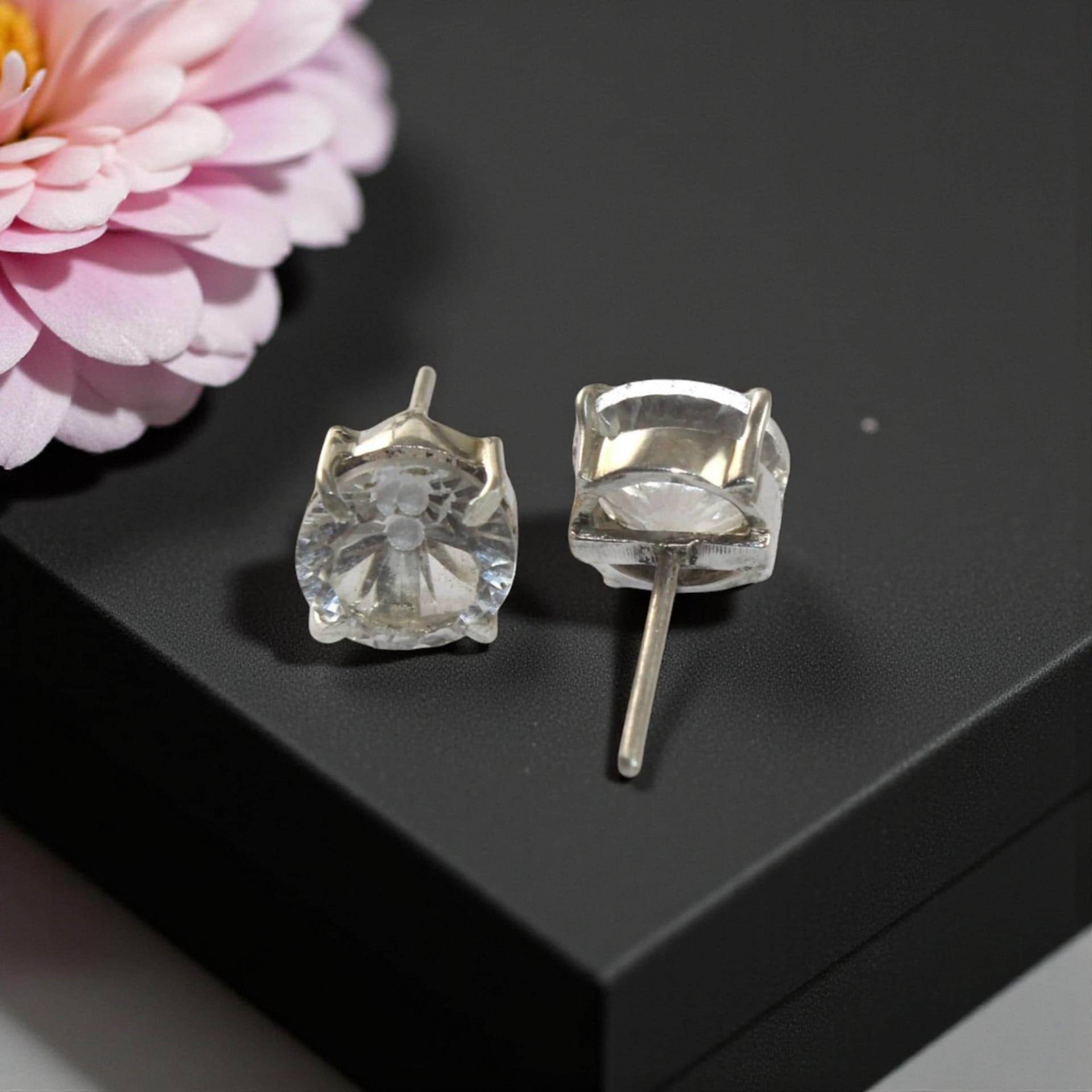 10 Mm Natürliche Quarz Runde Ohrstecker/925 Sterling Silber Edelstein Set Ohrringe Zierliche Geschenk Idee von RareGemsNJewels