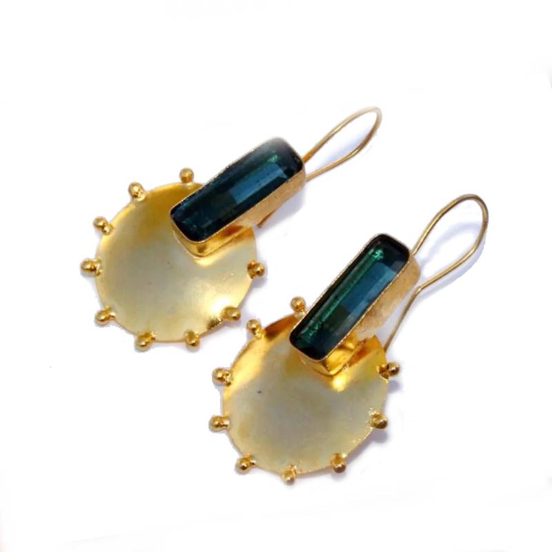 2, 40 "Multi Color Quarz Ohrringe Bollywood Designer Gold Handgemachte Party Wear Geschenk Für Sie Fish Hook von RareGemsNJewels