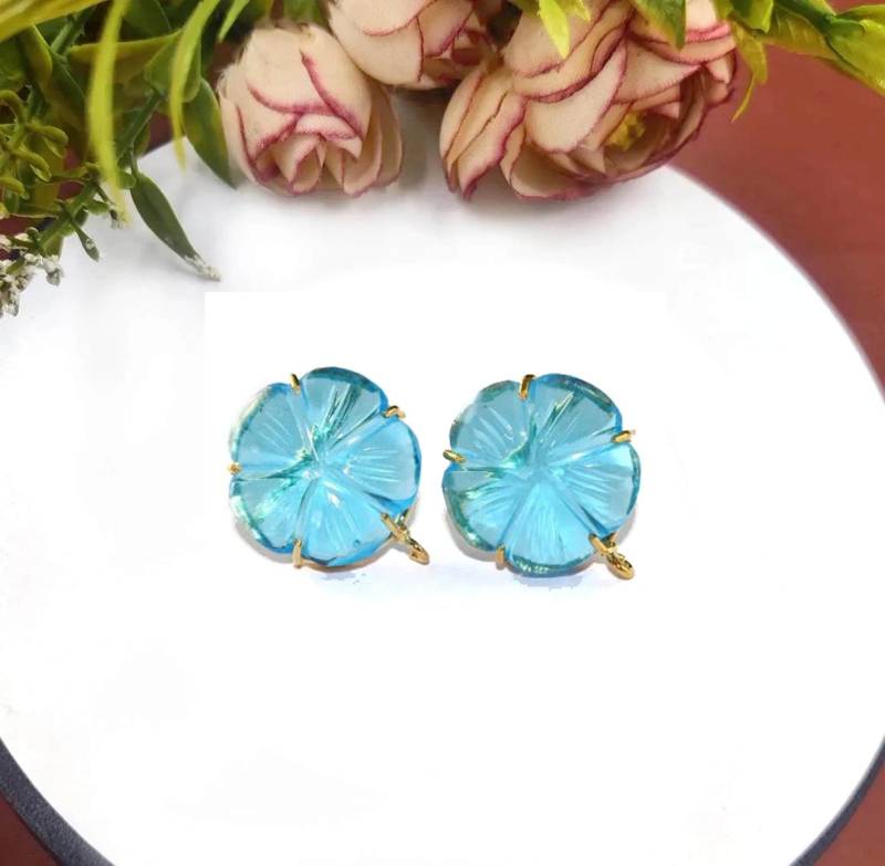 24mm Multi Farbe Quarz Hand Geschnitzte Blume Ohrringe Post Prong Set Edelstein Stecker Bolzen Diy Schmuck Machen Liefert Ohrring Zubehör von RareGemsNJewels