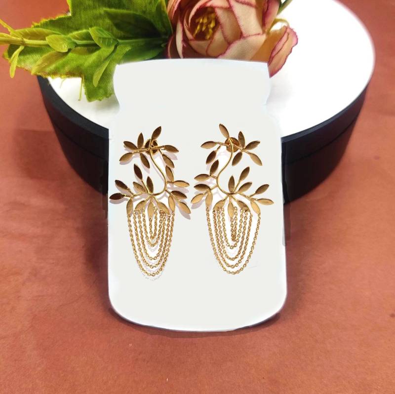 Designer Vine Kettenohrringe | 80mm Echtgold Plattiert Handgemachte Blätter Zweig Ohrringe Party Wear Damen Geschenk Für Sie von RareGemsNJewels