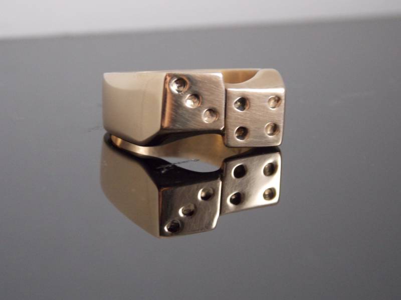 Lucky 7 Würfel Ring Hand Made in Massivem Messing Auf Bestellung | Hand Geschnitzt von RareInclusions