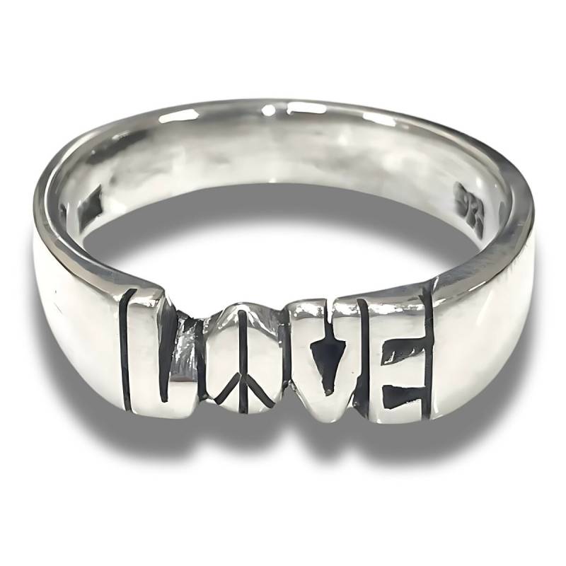 Modell 3203 Sterling Silber Ring Mit Liebe Peace Zeichen Design 6mm Hand Geschnitzt Nach Maß Zu Bestellen Personalisiert von RareInclusions