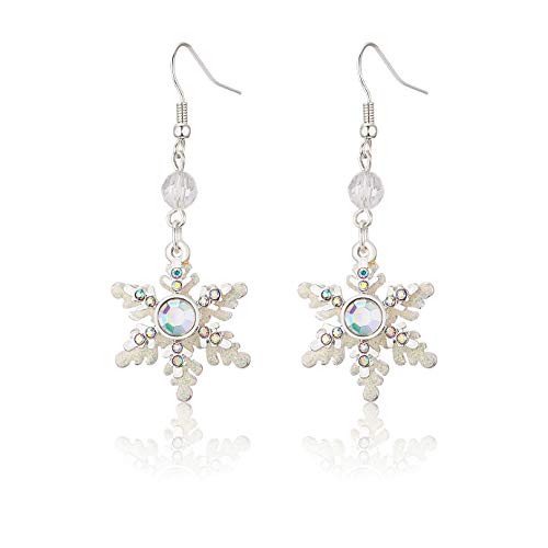 RareLove Damen-Ohrringe mit Schneeflocken-Motiv, zweilagig, Zirkonia, versilberte Legierung, für den Urlaub von RareLove