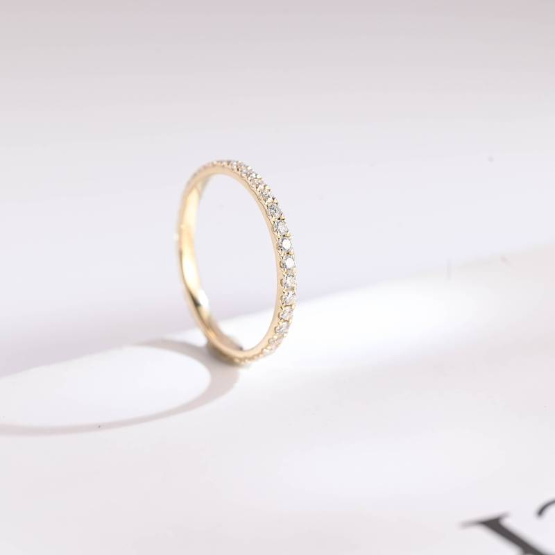 9K/14K 18K Massivgold Rundschliff Moissanite Eternity Pave Ehering Für Frauen Versprechen Ring Sie Jahrestagsgeschenk Ehering-Set von RareSparklesCo