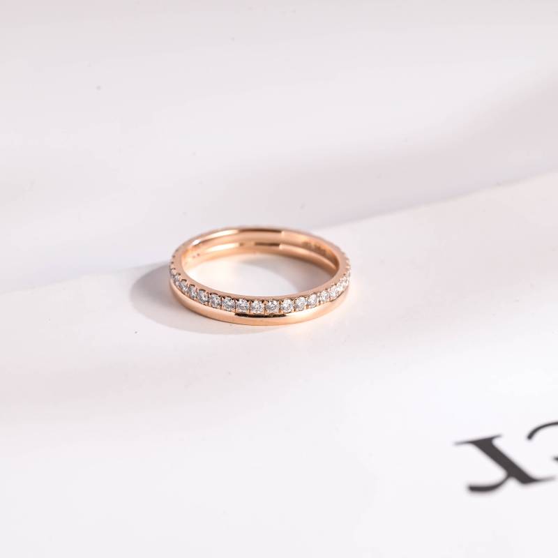 9K/14K 18K Rosegold Rundschliff Moissanite Eternity Pave Ehering Für Frauen Versprechen Ring Sie Jahrestagsgeschenk Set von RareSparklesCo
