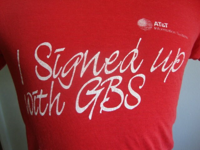 Vintage 80Er Jahre At&t Telefon I Signed Up With Gbs Rotes T-Shirt Größe S von RareshirtVintage
