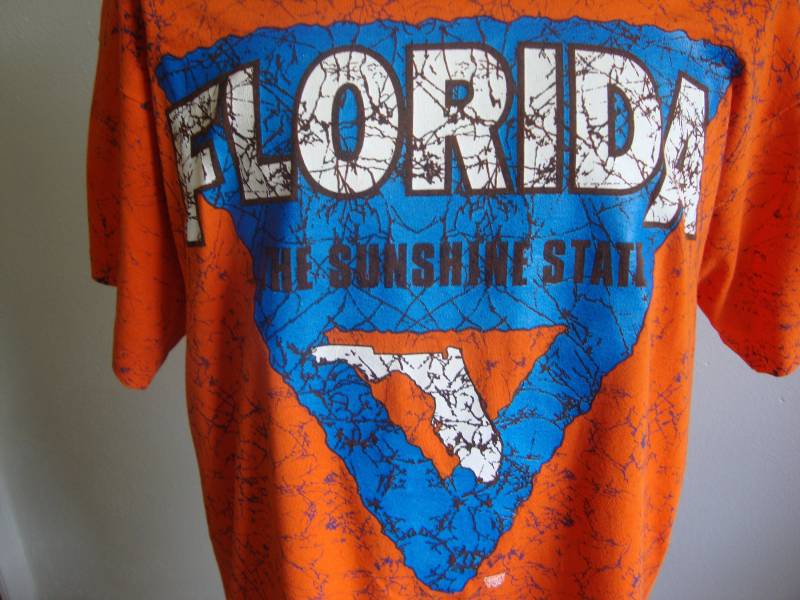 Vintage 80Er Jahre Florida Der Sonnenschein Staat Tourist Souvenir Orange T Shirt Größe Xl von RareshirtVintage