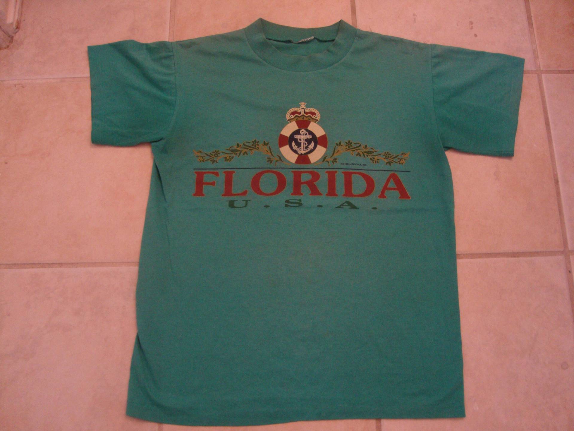 Vintage 80Er Jahre Florida State Souvenir Grün T Shirt Größe M von RareshirtVintage