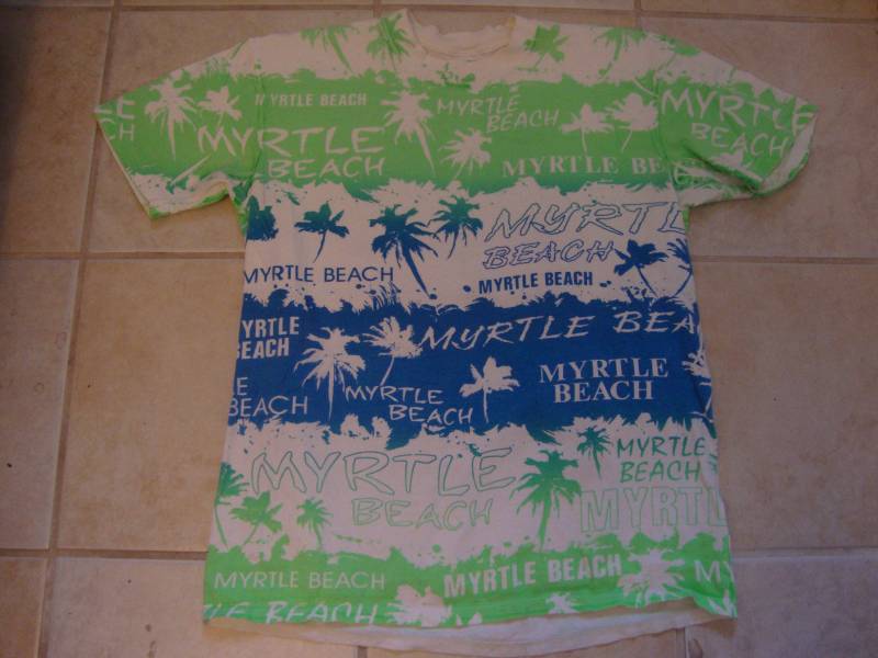 Vintage 80Er Jahre Myrtle Beach Tourist Souvenir All Over Print T Shirt Größe L von RareshirtVintage