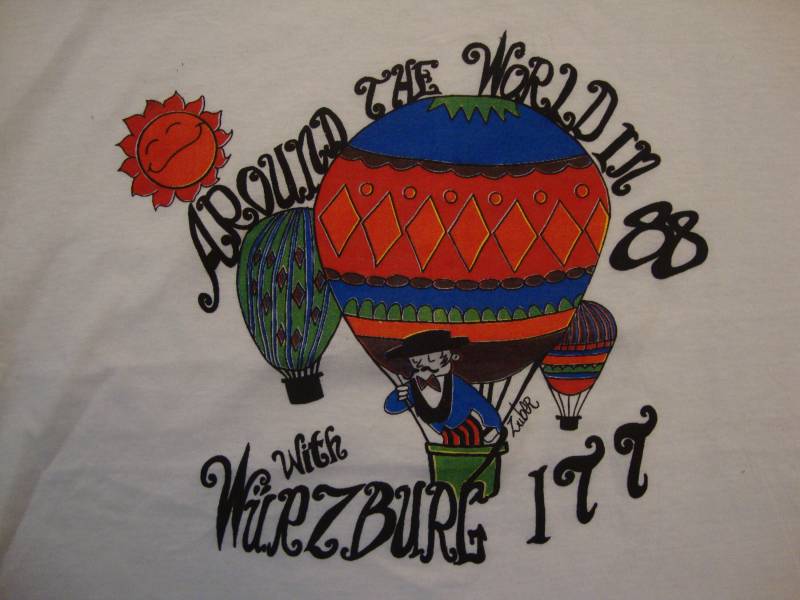 Vintage 80Er Jahre Rund Um Die Welt 1988 Mit Würzburg Deutschland Itt Heißluftballon Weiß T-Shirt Size L von RareshirtVintage
