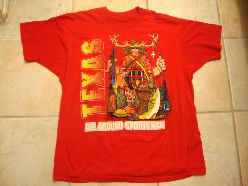 Vintage 90Er Texas All Round Sportsman Jagd Tourist Rotes T Shirt Size L von RareshirtVintage