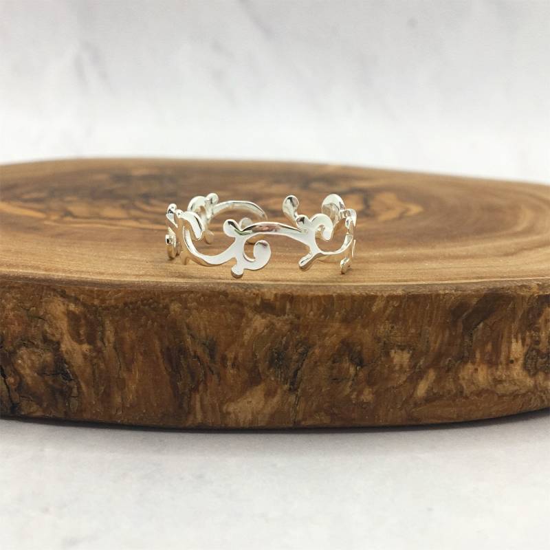 sterling Silber Einstellbar Ring Zarte Muster von RasaJewellery