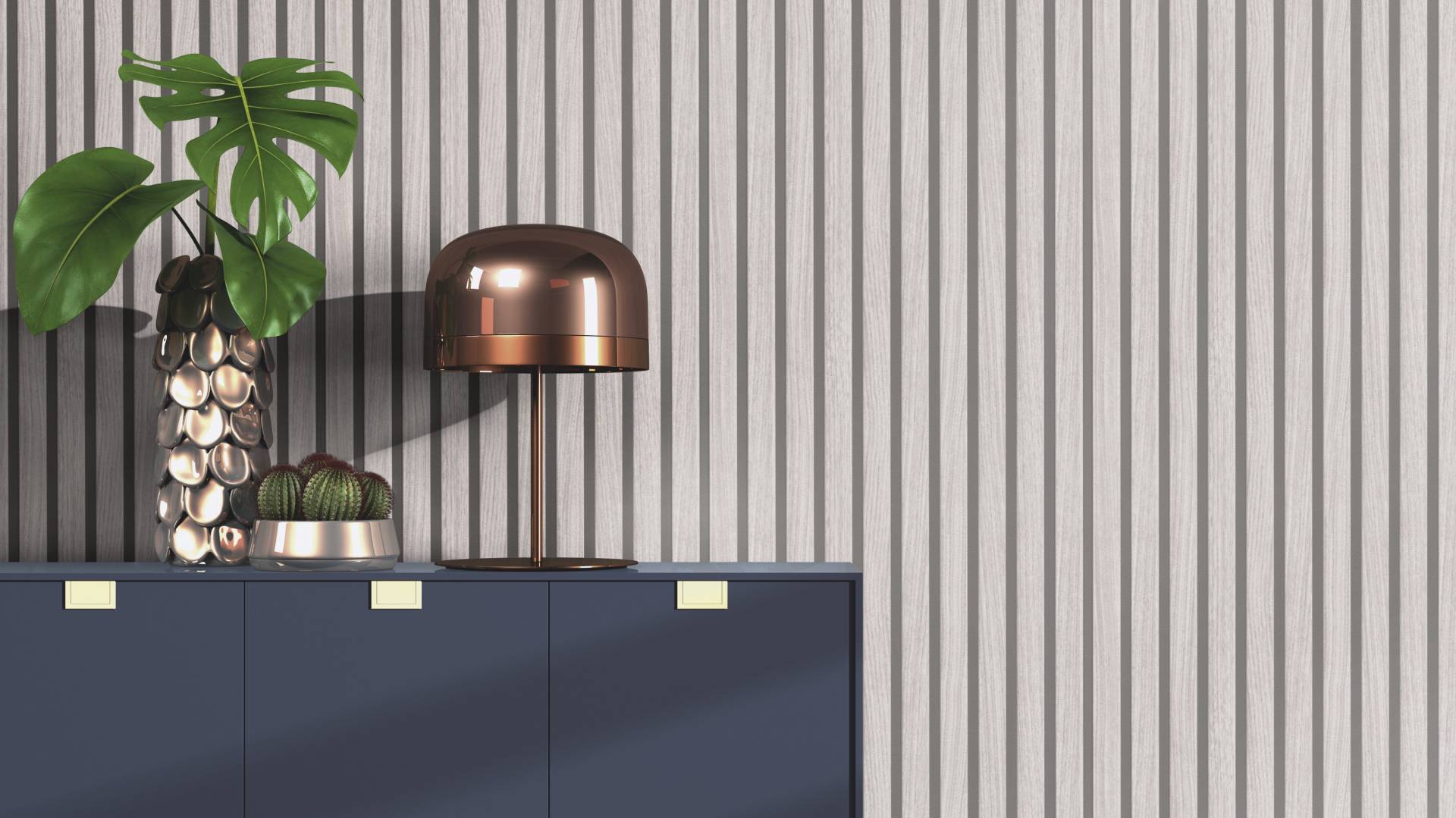 Rasch Papiertapete "Papiertapete mit Holzpaneelen in Grau" Holz glatt Akustikpaneel-Optik von Rasch