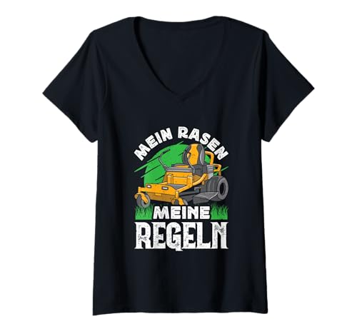 Damen Mein Rasen Meine Regeln - Rasenmähen Mähtraktor T-Shirt mit V-Ausschnitt Damen Mein Rasen Meine Regeln - Rasenmähen Mähtraktor T-Shirt mit V-Ausschnitt von Rasenmähertraktor Geschenk
