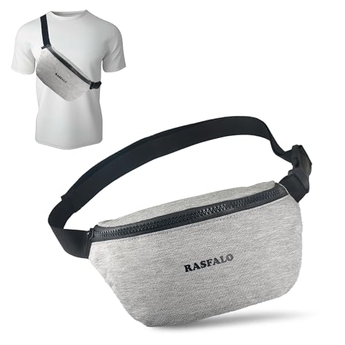 Rasfalo Bauchtasche für Damen und Herren, Großer Kapazität Gürteltasche Damen mit Verstellbarem Schulterriemen für Laufen/Yoga/Joggen/Wandern Hände Frei Tragen Alle Telefone (Style 02, Flachsgrau) von Rasfalo