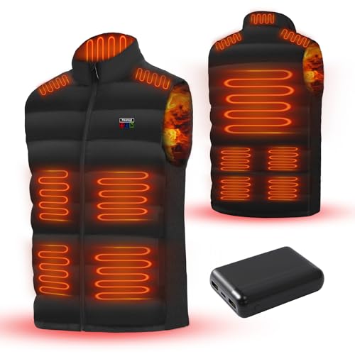 Rasfalo Beheizbare Weste, Heizweste für Herren Damen mit 10000mAh Akku, 15 Heizzonen 3 Einstellbar Temperatur Leichte Elektrische Beheizte Weste, Heizjacke Wärmeweste für Wintersport im Freien von Rasfalo