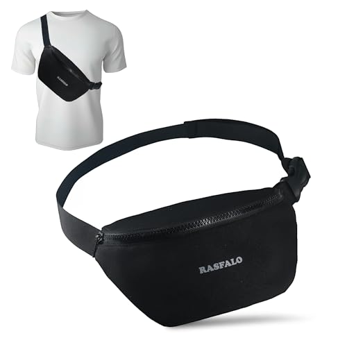 Rasfalo Gürteltasche und Umhängetasche für Herren und Damen, modische Hüfttaschen, verstellbare Gürteltasche für Sport, Workout, Reisen, Joggen, Wandern, freihändiges Tragen aller Handys, Schwarz von Rasfalo